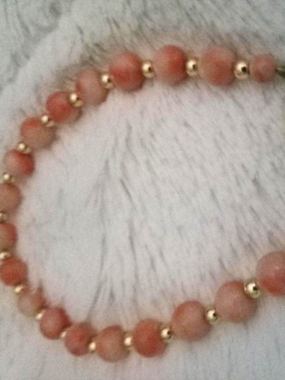 Gold and pink coral bracelet from Hawaii